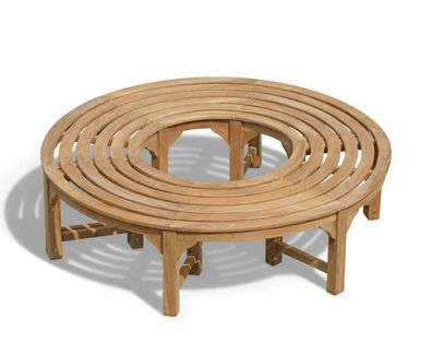 Baumbank Fermo S-Form Teak Massivholz 200 cm 180°