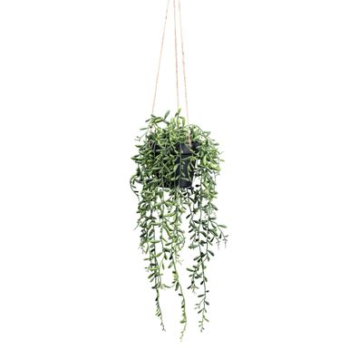 Senecio herreianus Hängeampel 55 cm grün Kunstpflanze im Topf