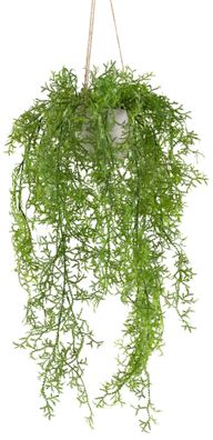 Moosfarn Hängeampel 60/90 cm Kunstpflanze im grauen Zementtopf