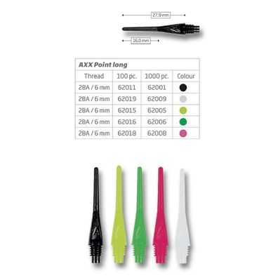 BULL'S AXX Soft Tips Long 6mm(2BA) / 1 Stck / weiß