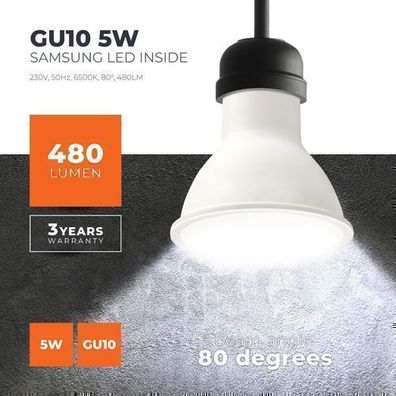 LED Glühbirne GU10 Premium 5W 6500K Kaltweiß 480lm 4-pak