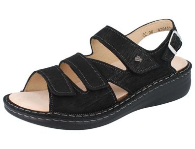 FINN Comfort Praia Finnmellow Damen Sommer Sandalen schwarz Nubukleder