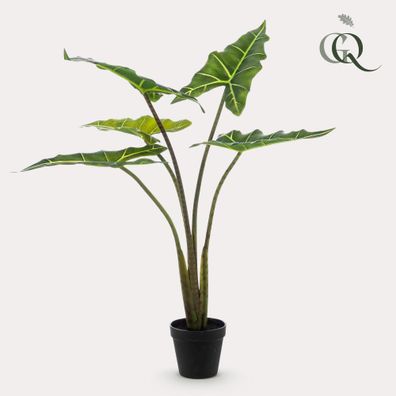 Kunstpflanze Alocasia Frydek - 80 cm hohe Deko-Pflanze für ein grünes Zuhause ohne Pf
