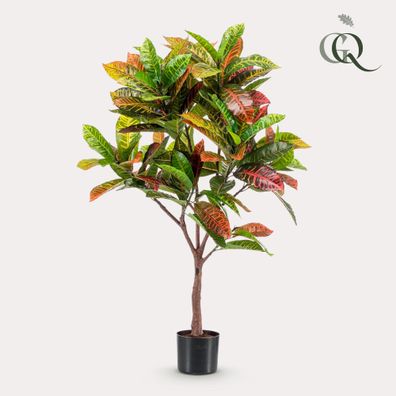 Kunstpflanze Croton Codiaeum - Farbenfroher Wunderstrauch 120 cm für pflegeleichte Ra