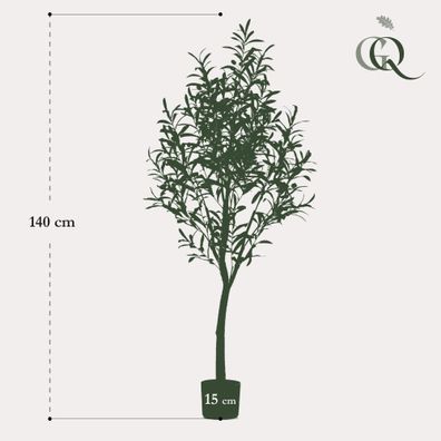 Kunstpflanze Olea europaea Olivenbaum 140 cm - Elegante Dekoration für Ihr Zuhause