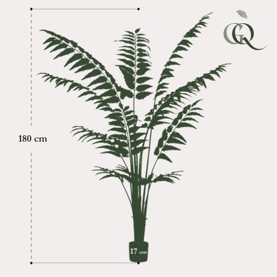 Kunstpflanze Rumohra Adiantiformis (Lederfarn) - 180 cm - Ideal für jedes Zuhause und