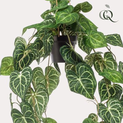 Kunstpflanze Anthurium Clarinervium 80 cm - Dekorative Hängepflanze für jeden Rau