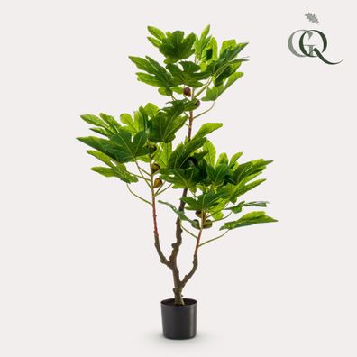 Kunstpflanze Ficus Carica Feigenbaum 95 cm - Mediterranes Flair für Ihr Zuhause ohne