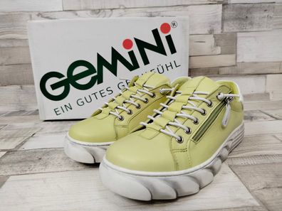 Gemini Damen Schnürschuh mit Gummisenkel und seitlichem Reißverschluss kiwigrün