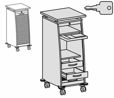 Gera Rollladencaddy mit Schubladen, inkl. 4 Rollen, davon 2 feststellbar, abschlie