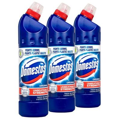 3x Domestos Original Thick Bleach WC-Reiniger 750ml