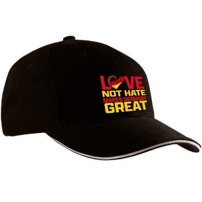 Baseballcap mit Textildruck - Love Not Hate Makes Germany Great - 52053 schwarz