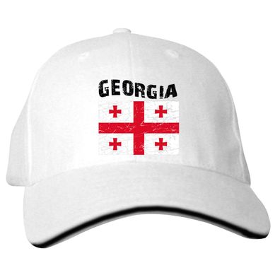 Baseballcap mit Textildruck - wehende Fahne Georgia - 77682 weiß