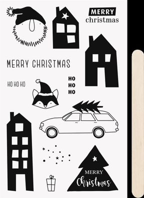 Heyda 203780941 Rubbel-Sticker „Xmas“, 100 × 190 mm, schwarz, 1 Blatt