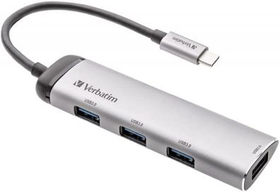 Verbatim USB-C Multiport-Hub – 4 USB 3.2-Anschlüsse für Notebooks und Smartphones