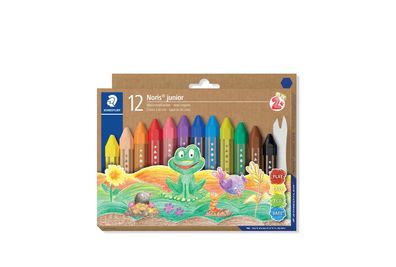 Staedtler® 224 C12 Wachsmalkreide Noris® junior 224 - Kartonetui 12 Farben, sechskant