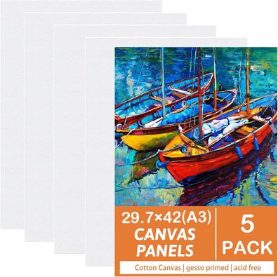 5 Stk. Leinwand zum Malen, 29,7 x 42 cm (A3), 5 Packungen, Leinwände zum Malen