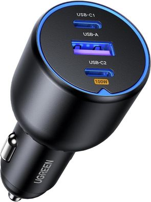 UGREEN Zigarettenanzünder USB C 130W Auto zubehör Auto Ladegerät 3-Port Auto 12V