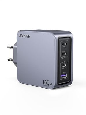 UGREEN USB C Ladegerät, Nexode Pro 160W GaN Charger Mini USB C Netzteil 4-Port