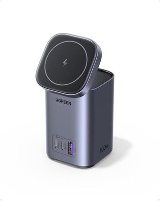 USB-C Ladegerät 100W, UGREEN Nexode Qi2 Ladegerät 15W Netzteil GaN Wireless