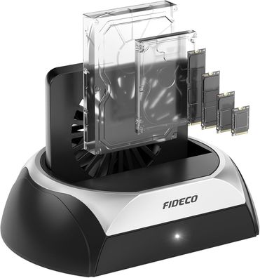 FIDECO Festplatten Dockingstation M.2 SSD Docking Station + Lüfter Wärmeableitung