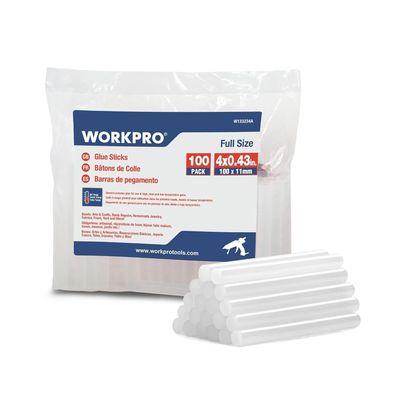 Workpro Heißklebestifte, 100 x 11 mm, transparent, universal, 100 Stück, Zubehör