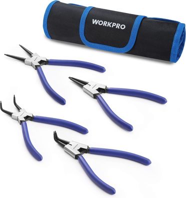 Workpro Sprengringzange, 4-teiliges Set, Zange für Innen- und Außenringe, 180 mm