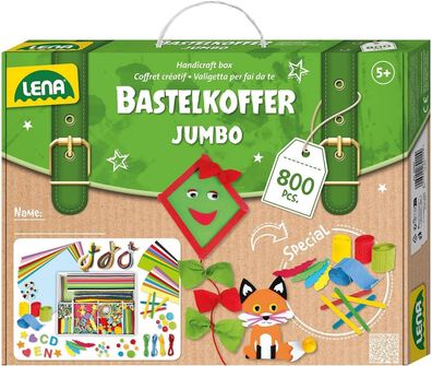 Lena 42629 Bastelkoffer mit vielfältigem Material zum Basteln, Moosgummi, 800tlg