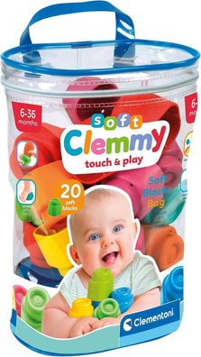 Clementoni Soft Clemmy Bausteine im Beutel (20 Stück) - Weiche Bausteine, Babys