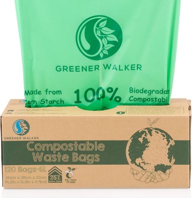 Greener Walker 25% biologisch abbaubar Müllbeutel 6L/10L/30L Müllbeutel 120 Stk