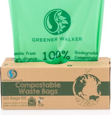 Greener Walker 25% Kompostierbare Müllbeutel 6L/10L/30L Müllbeutel 120 Stk