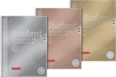 Brunnen 106732895 1 Stück Collegeblock Premium Student Metallic A4 kariert, mit