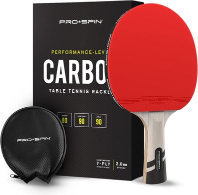 PRO SPIN Tischtennisschläger - Carbon Profischläger, Überlegener Präzision, rot