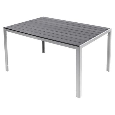 XL Gartentisch Aluminium Non-Wood Silber/Grau Gartenmöbel Esstisch 180x90x74cm