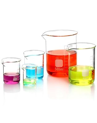 QWORK® Glas Becherglas 25ml 50ml 100ml 250ml 500ml, 5er Set Abgestufter Becher