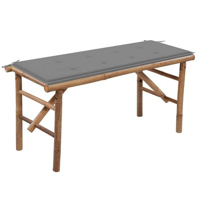vidaXL Klappbare Gartenbank mit Auflage 118 cm Bambus