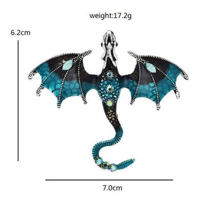 Drachen Brosche, Tier Schmuck, Blaue Drachen Brosche(D2102253)