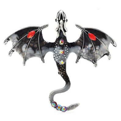 Drachen Brosche, Tier Schmuck, Schwarze Drachen Brosche(D2102255)