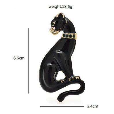 Panther Brosche, Tier Schmuck, Katzen Brosche, Schwarze Panther Brosche(P2102257)