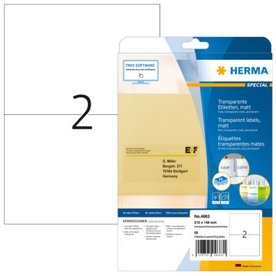 Herma Transparente Etiketten A4 25 210x148