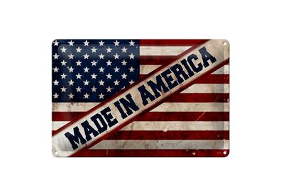 Blechschild Spruch 12x18 cm Made in America Schild