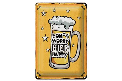 Blechschild Spruch 12x18 cm Don’t worry Bier happy Schild