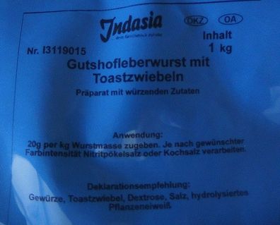 Gutshofleberwurst Gewürz-Präparat von Indasia 1 kg Moguntia