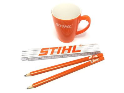 Luxzina Set | Stihl Zollstock, Bleistifte & Tasse – Original STIHL Produkte