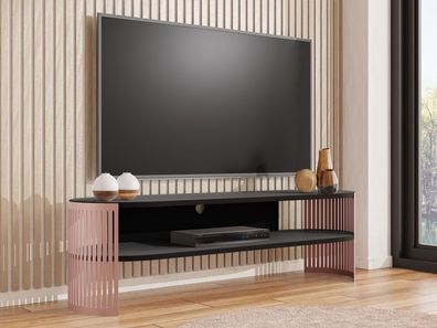 TV-Lowboard oval Fikoli Ember TV Schrank Stehend Wohnzimmer TV-Tisch