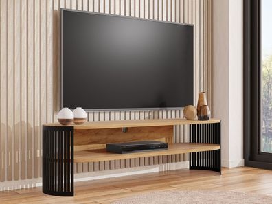 TV-Lowboard oval Fikoli TV Schrank Stehend Wohnzimmer TV-Tisch