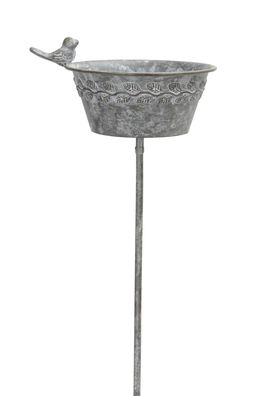 Futterplatz Metall grau Vintage Ø19x16cm H10cm L95cm Futterstation Vogeltränke