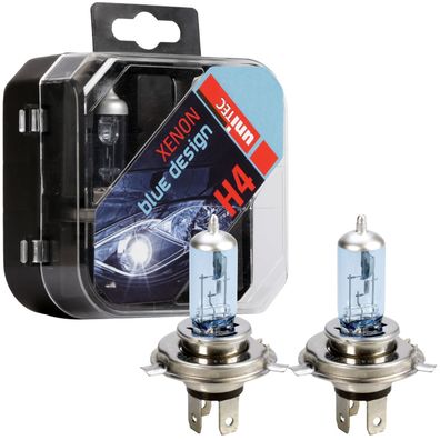 Set 2x H4 12V 60/55W Xenon Blue Look Effekt Design Halogen-Birnen P43t Box