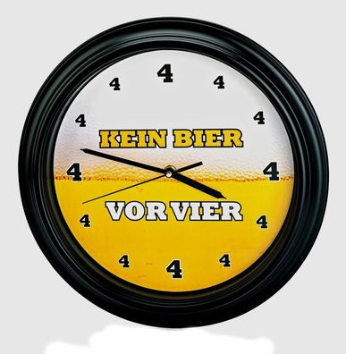 Kein Bier vor Vier Wanduhr mit Biersound - Wohnzimmeruhr Küchenuhr