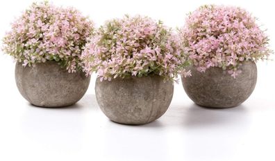 T4U 3er Set Künstliche Blumen Bonsai Kunstpflanze mit grauen Topf, für Büro